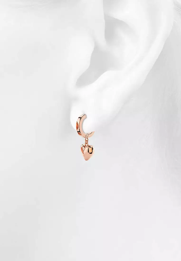 Ruby Love Huggies Earrings/Rose Gold