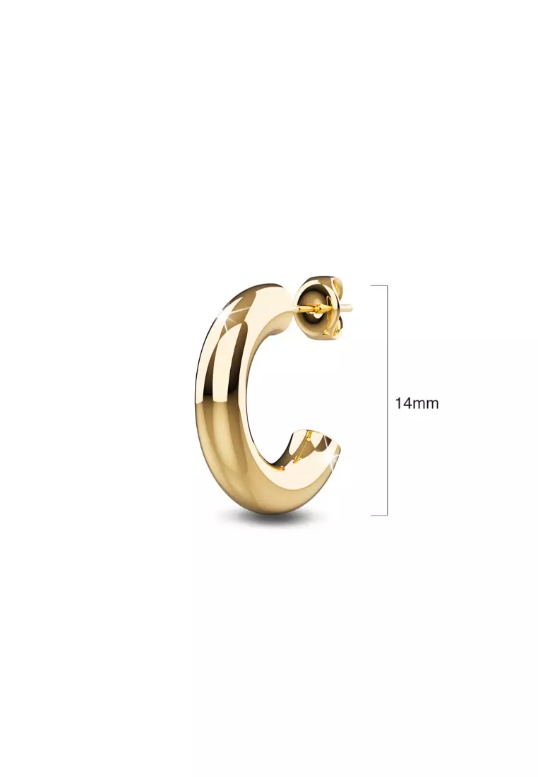 Creole C-Hoop Gold Layered Earrings 14mm