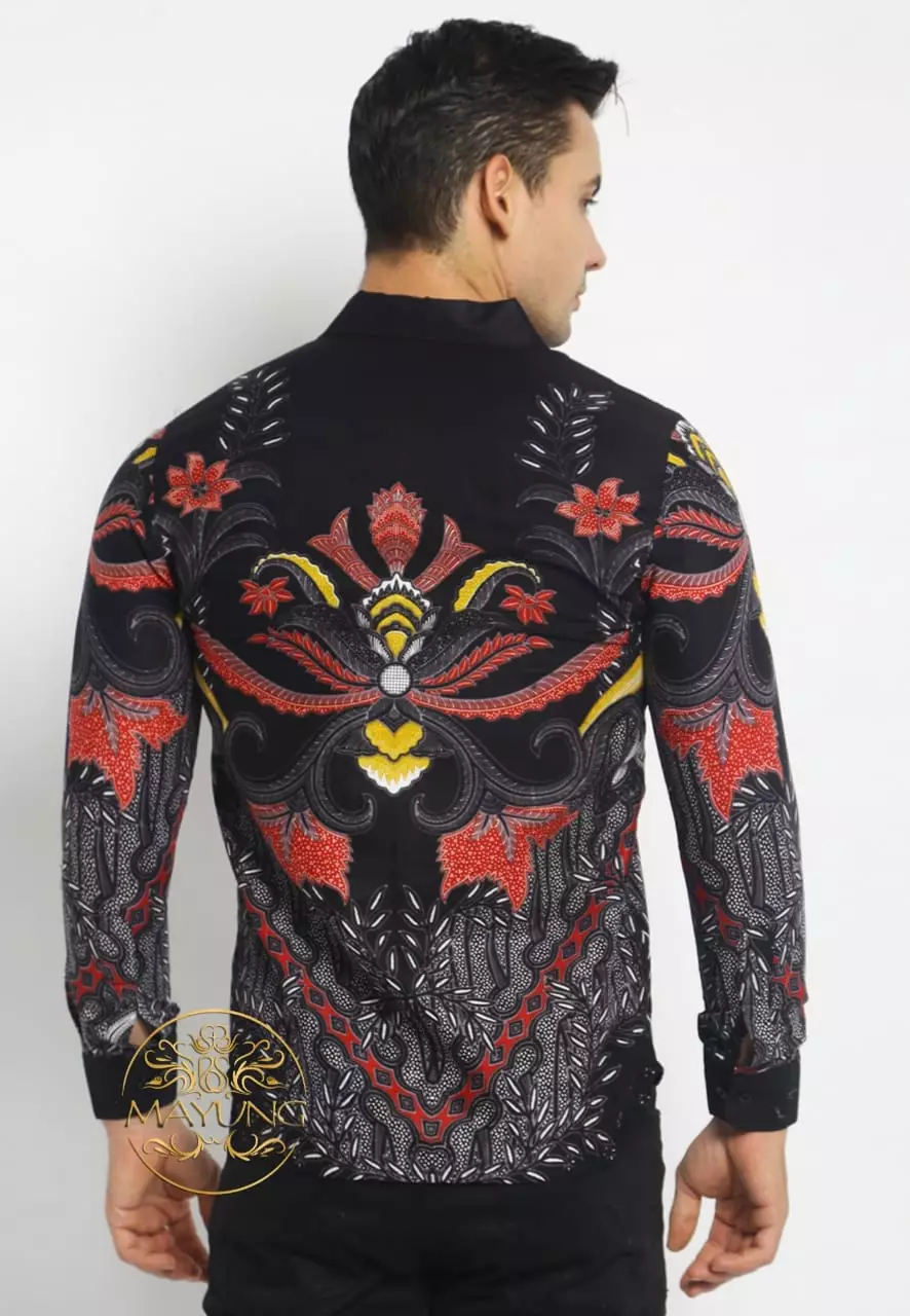 Nala Black Kemeja Batik Pria Premium Slimfit Modern Lengan Panjang