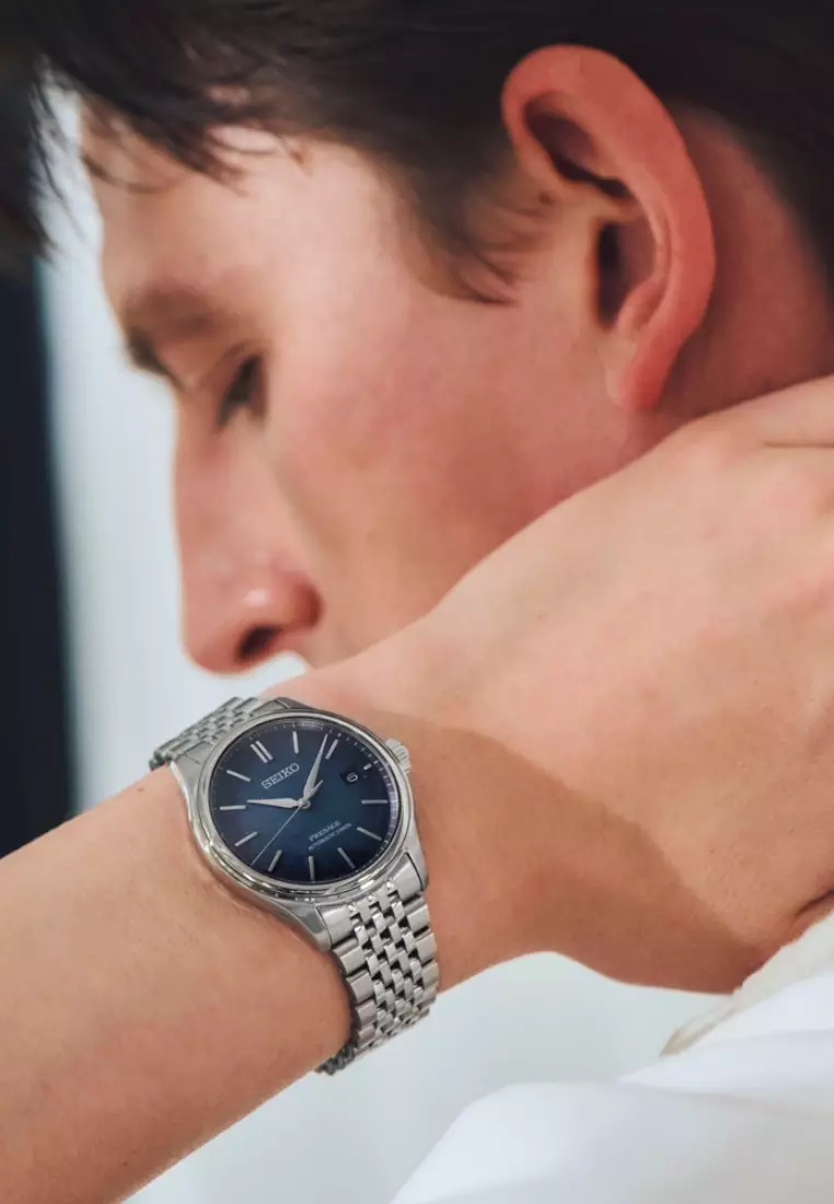 Seiko Presage Classic In ‘Ai-iro’ Japan Blue Dial Stainless Steel Band Vintage Style Automatic Watch SPB525J1