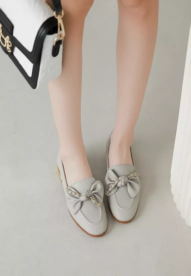 Leather Bowknot Loafers TH118-21