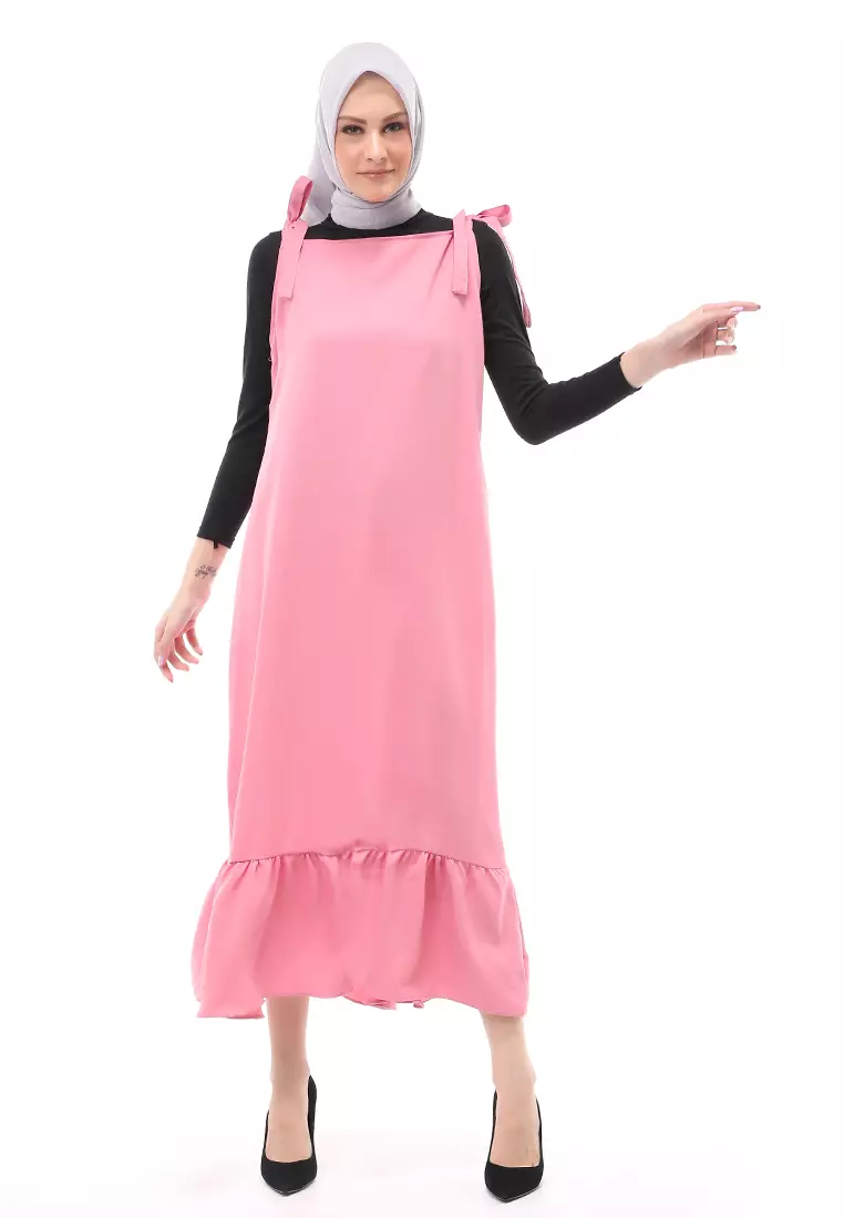Bilqis Overall Panjang Wanita Rampel Kodok Long Sleeve Regular Fit - Dusty Pink