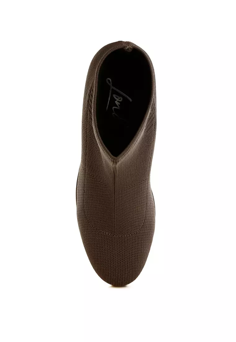 Knitted Sock Boots in Taupe