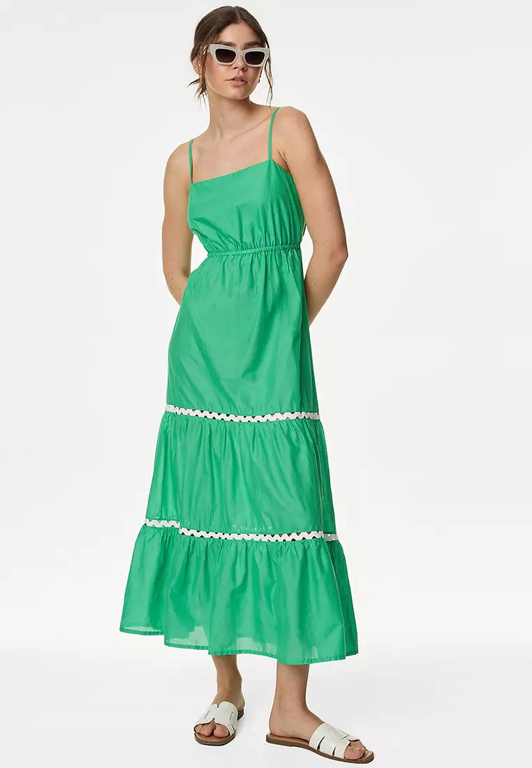 Jual Marks & Spencer Pure Cotton Square Neck Midi Beach Dress Original ...
