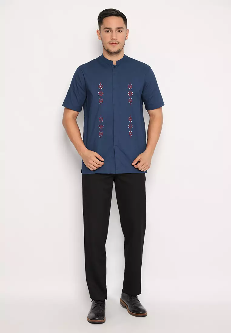 Jobb Rashid Baju Koko Pria Lengan Pendek Regular Fit Navy