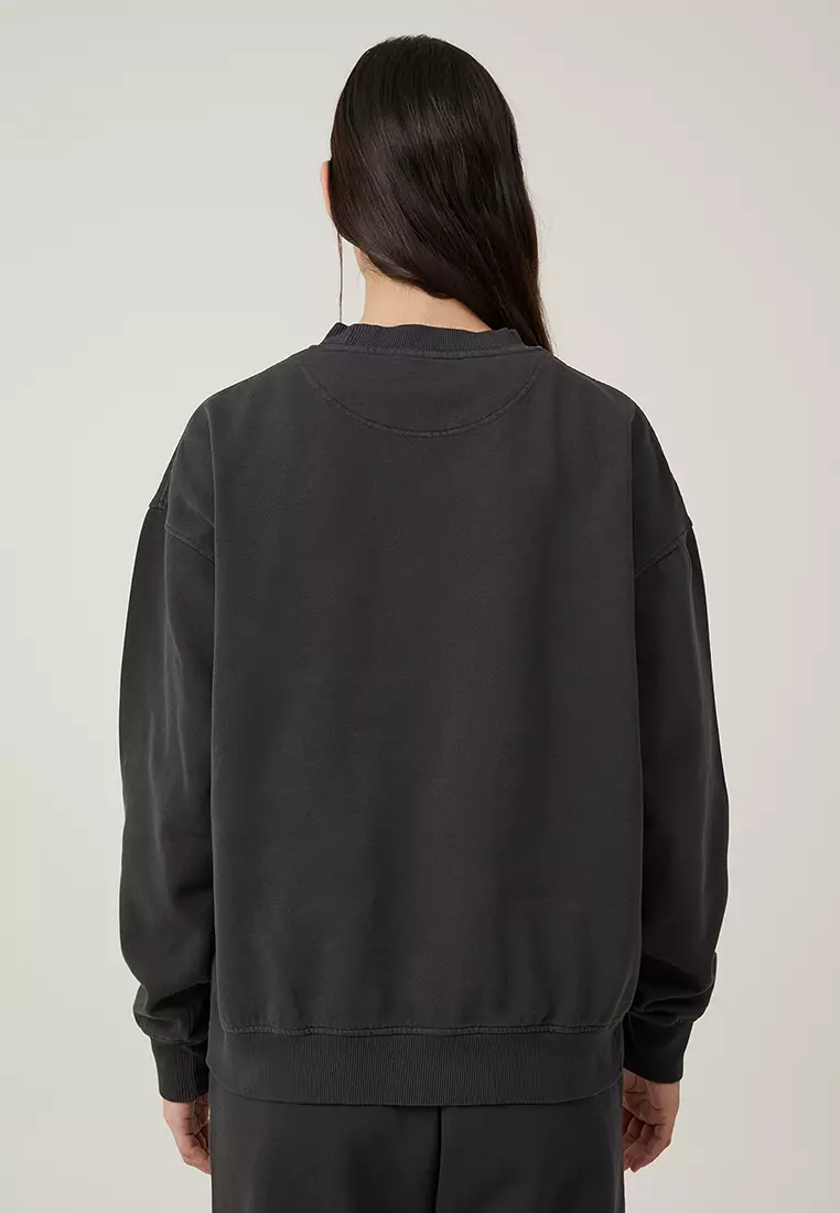 Washed crew neck clearance sweatshirt