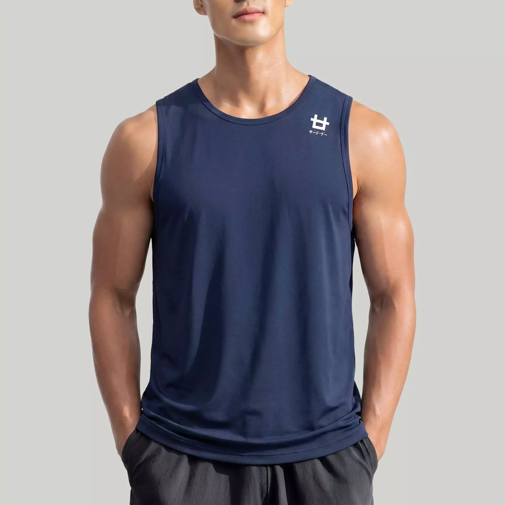 MTS22 Kaos Kutang Pria SVN instacool "shoulder icon logo" navy