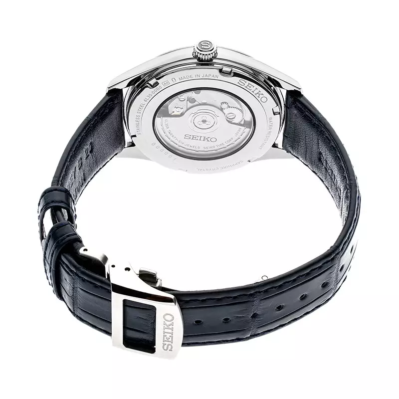 Jam Tangan Pria Seiko Presage SJE077J1 Craftsmanship Dark Blue Enamel Dial Dark Blue Leather Strap