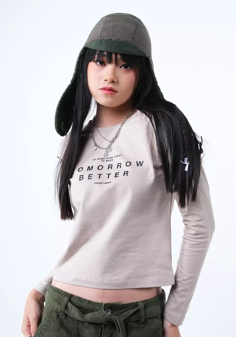 Kaos Wanita Baby Tee Tuka Khaki