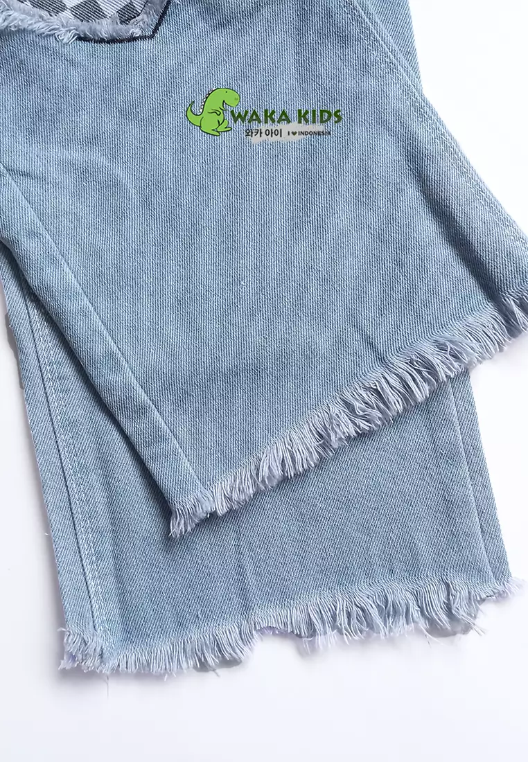 Wakakids Kulot Jeans Rawis Anak Perempuan Celana Panjang Denim Motif Checkerboard Love 058 Vench