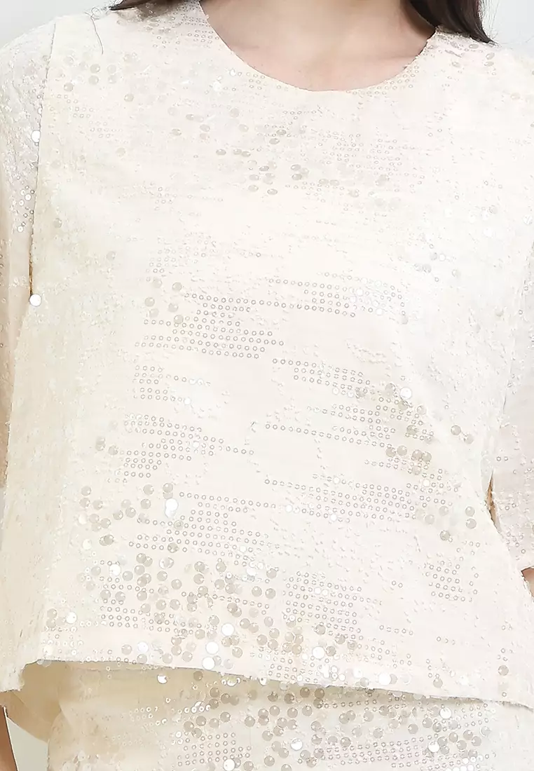 S/S Sequin Crop Blouse