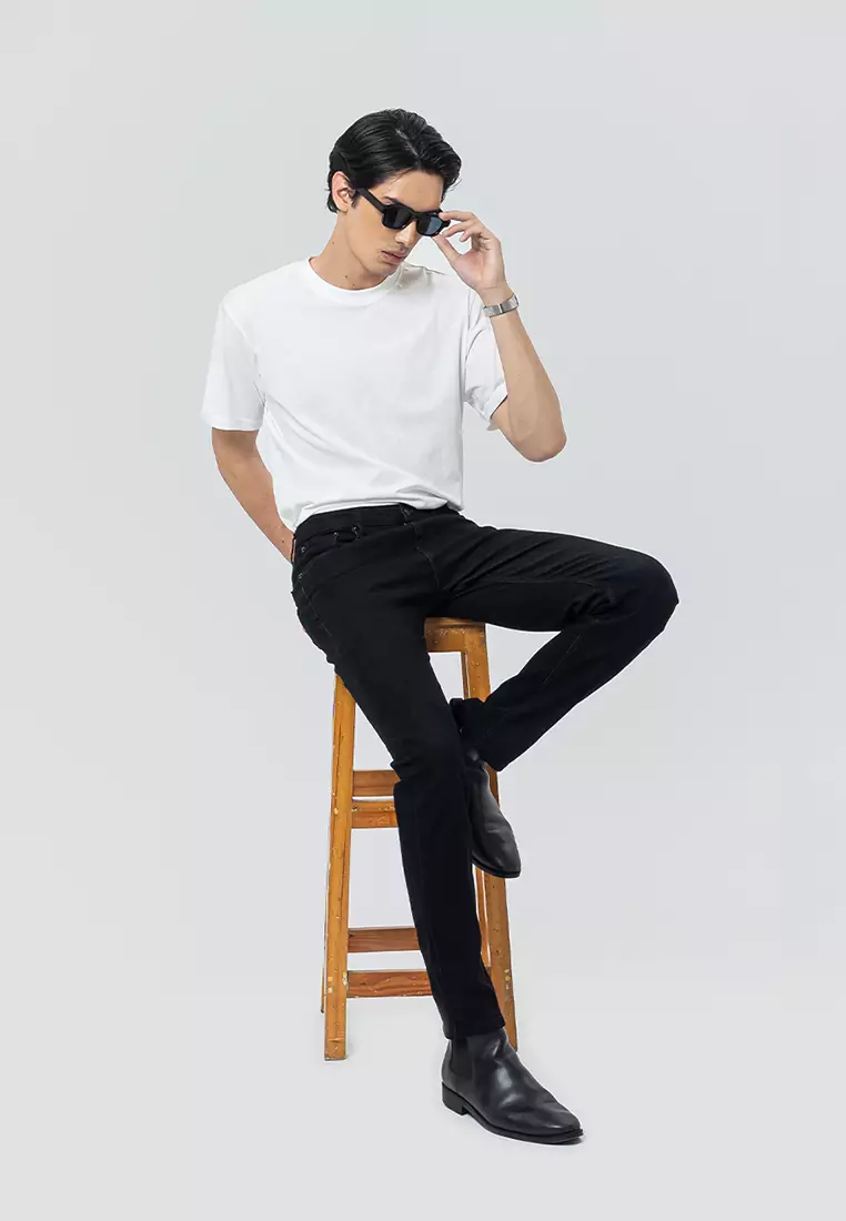 802 Slim Fit Twill Stretched Jeans BLACK Celana Denim Pria