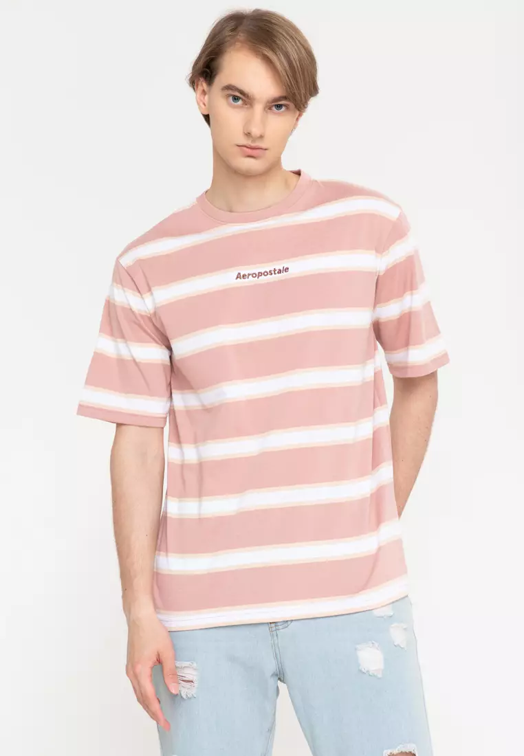 Buy Aeropostale Men's Powder Pink Aero Stripe Tee 2024 Online