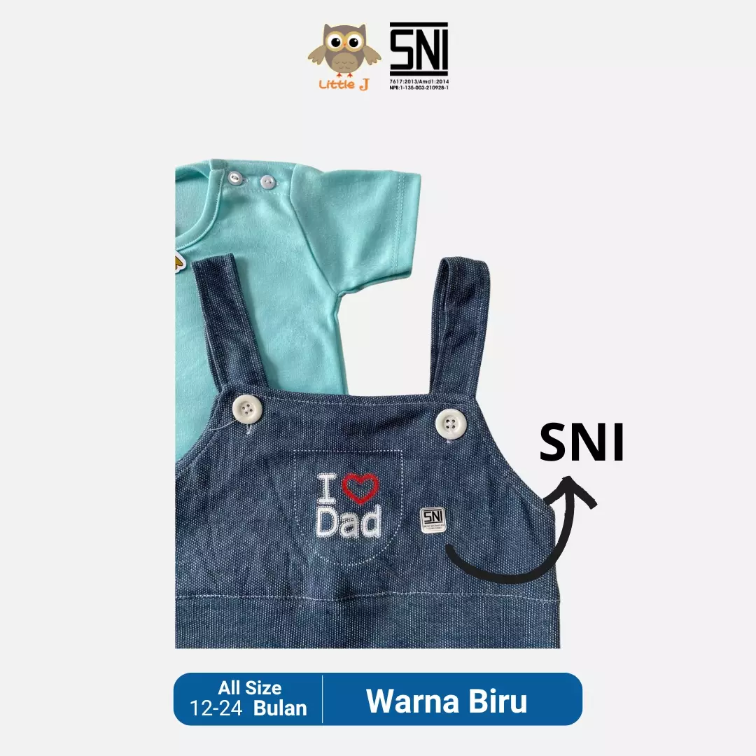 Little J - Denim and Bodysuit set - Setelan Bayi Laki Laki (Biru)