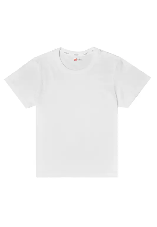 Hanes Ladies White Round Neck T-Shirt