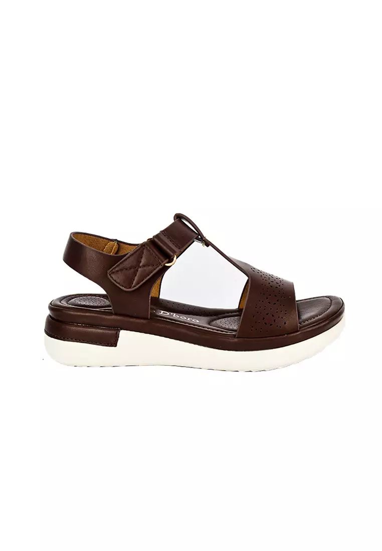 Women's Flats Sandals LX 26372 Dark Brown C49