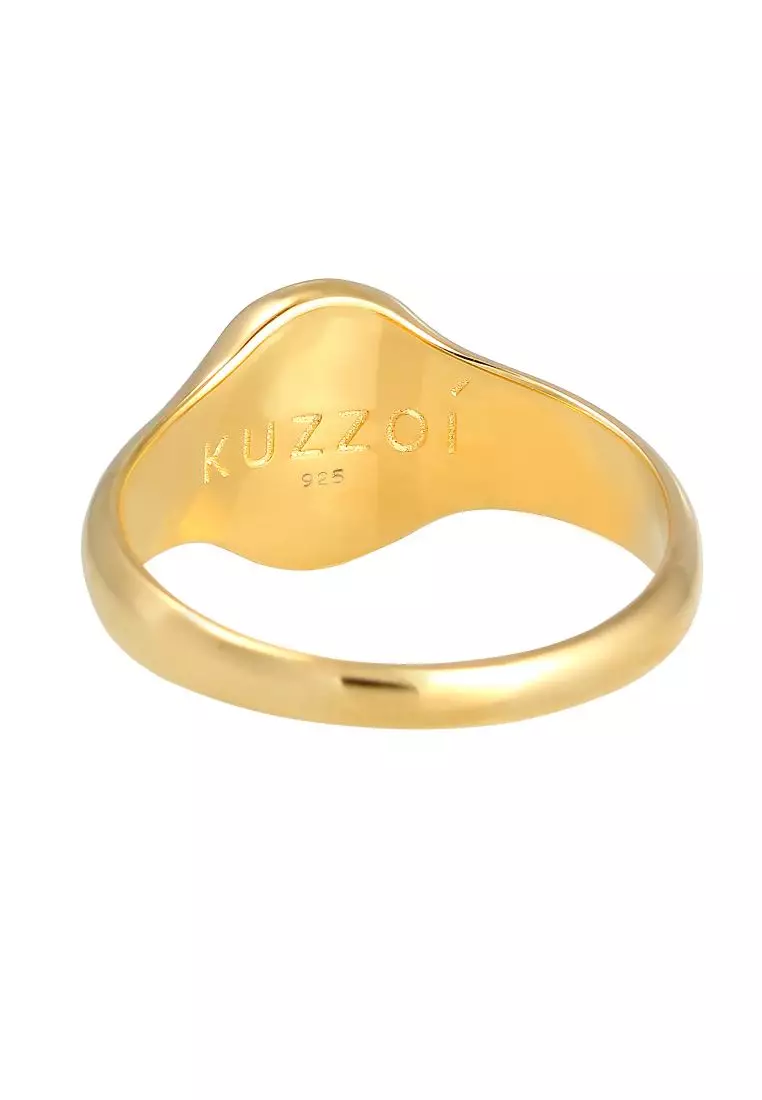 Men's Silver Matte Oval Signet Ring – Gold-Plated