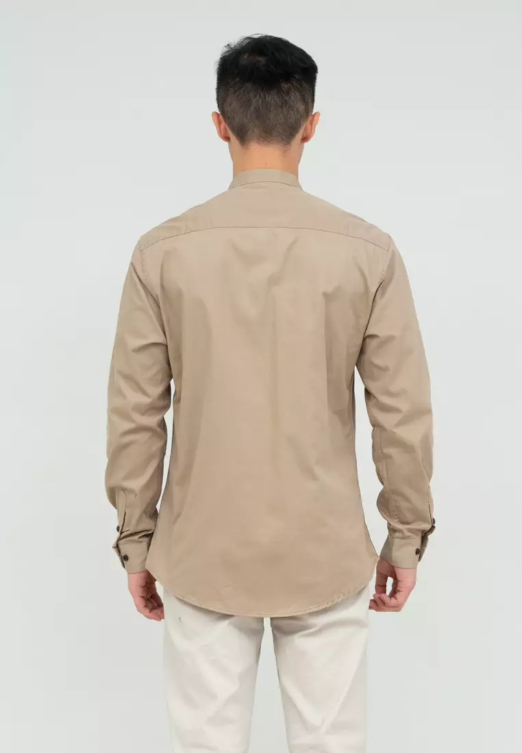 Houseofcuff kemeja Koko Lengan Panjang Pria Cream