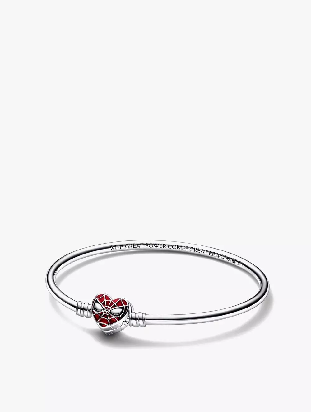 Marvel Spider-Man sterling silver bangle with black and transparent red enamel