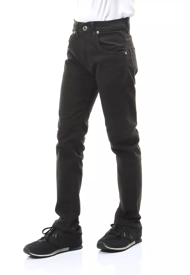 Locko Celana Panjang Pria Skinny Stretch Jeans Material Denim ORIGINAL - Dark Brown