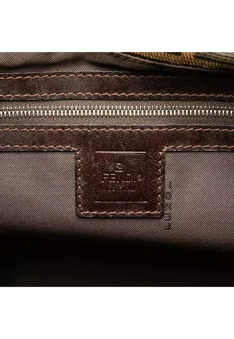 Fendi Zucca Canvas Shoulder Bag Pre- #278394F82B Amazon.com: Fendi, Pre-Loved Brown Zucca Canvas Shoulder Bag  main image 4