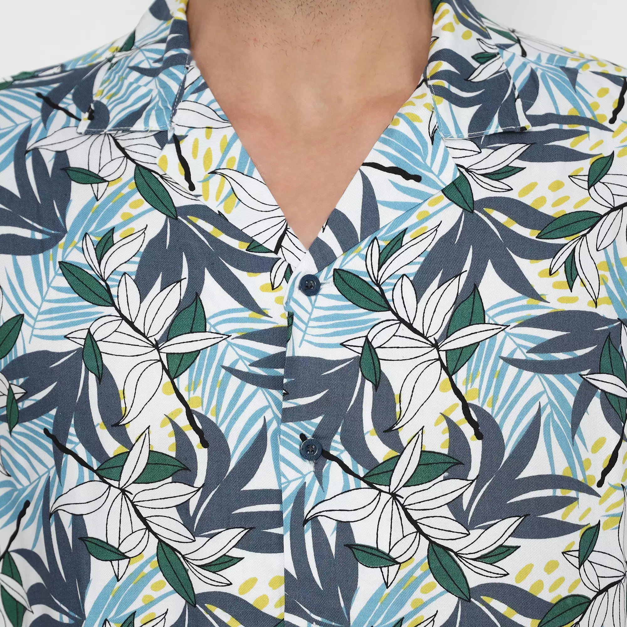 Platini Baju Kemeja Motif Hawai Pria Lengan Pendek Katun Rayon Biru 73443