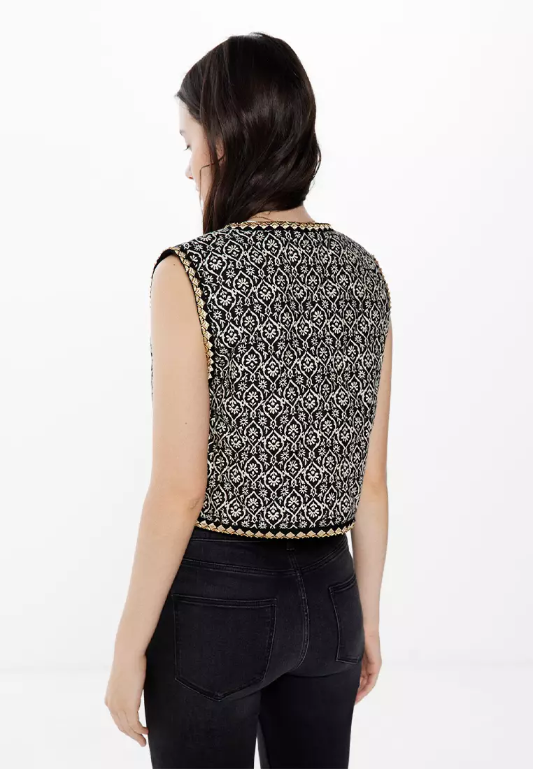 Embroidered Quilted Vest