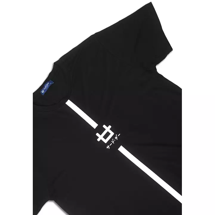 MTE24F logo vert whiteline blk T-shirt Hitam