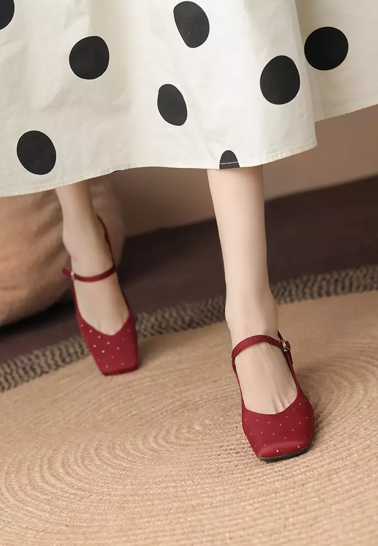 Twenty Eight Shoes 6CM Rhinestone Satin Mary Jane Shoes
