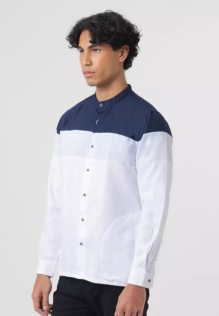 Kemeja Koko Pria Lengan Panjang Baju Muslim Pria DAMROD WHITE