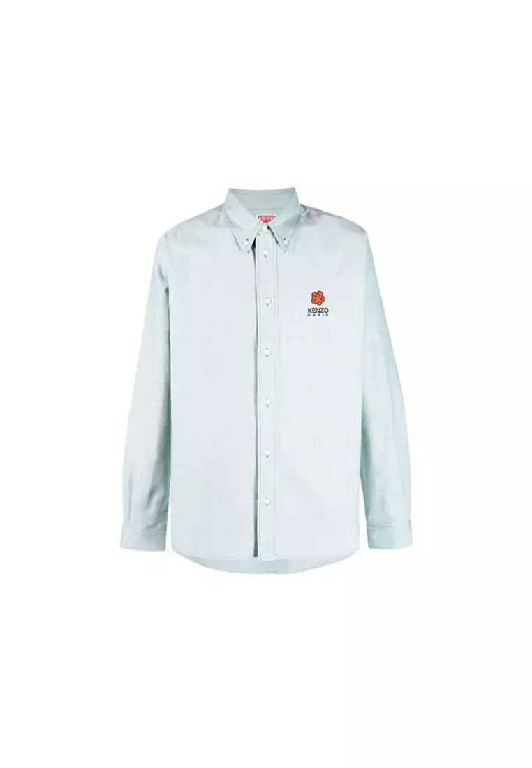 KENZO Nigo Co branded SS23 Men s Boke Flower Collection Solid Color Pattern Embroidery Print Long Sleeve Shirt FD55CH4109LO
