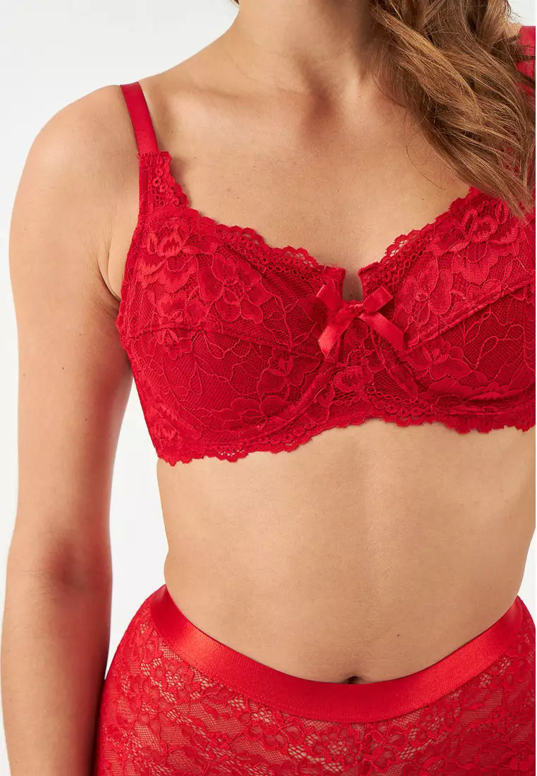Gorteks Rouge lace padded bra red 2024 Collection
