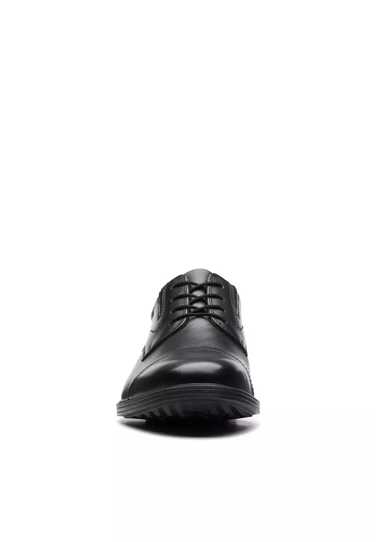 Mens Whiddon Cap Formal Shoes Black Leather - Wide Fit