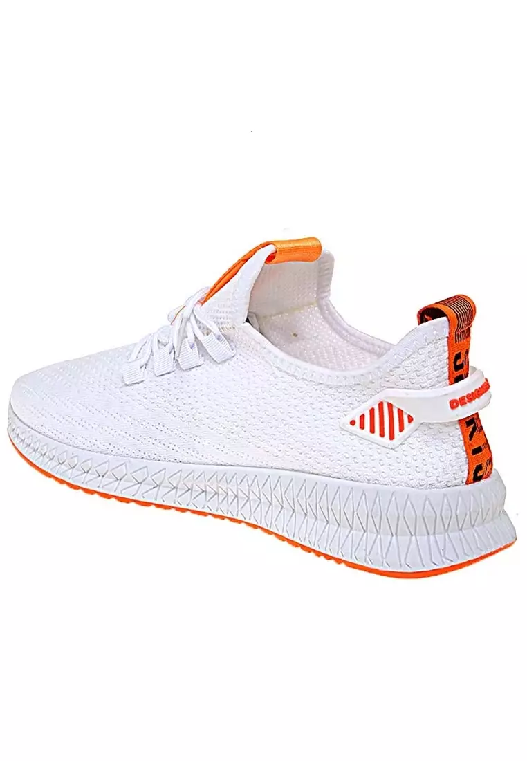 Chayton Sepatu Olahraga Pria Sneakers Motif Garis Casual Sport Shoes Material Flyknit Mesh ORIGINAL - White