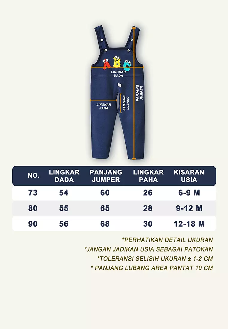 Overall Bayi Jumpsuit Singlet Anak Unisex Romper Celana Panjang Motif ABC Import 4235 Venrz Kuning