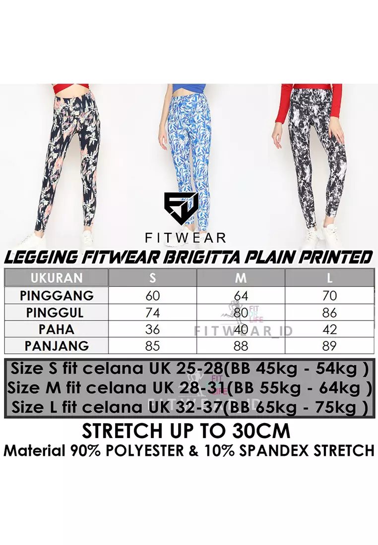 Fitwear - Legging Olahraga Wanita BRIGITTA PLAIN PRINTED - BLACK PRINT