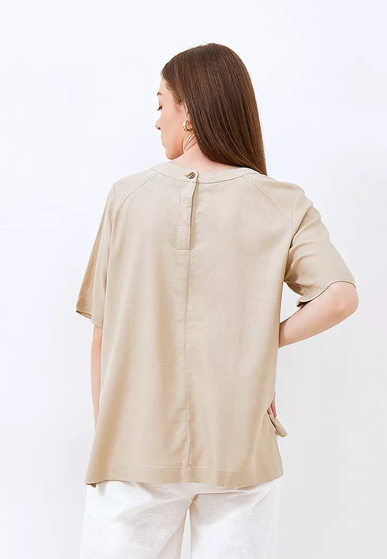 Jual Julia Owers Baju Blouse Wanita AIMI Khaki Original 2023 ZALORA