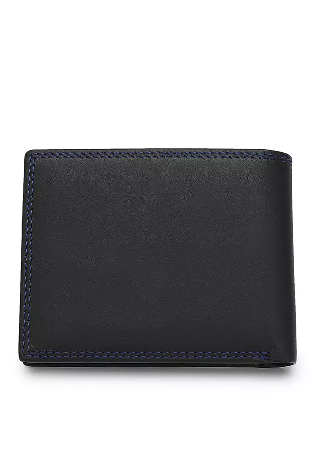 Men's Genuine Leather RFID Short Wallet - Black