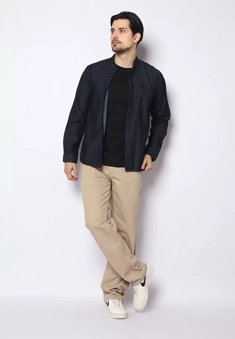 Twill Celana Panjang Pria Slim Fit Charming Khaki Muda 122508