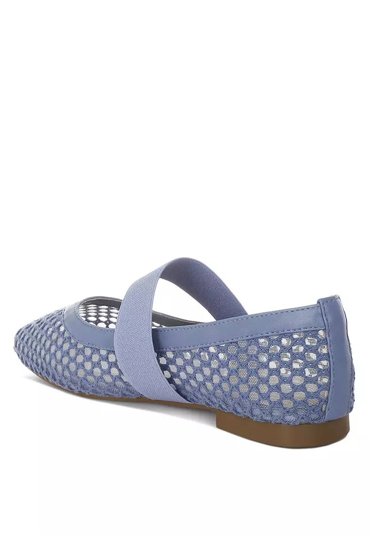 Sepatu Balerina Tali Tengah Kaki Berwarna Biru