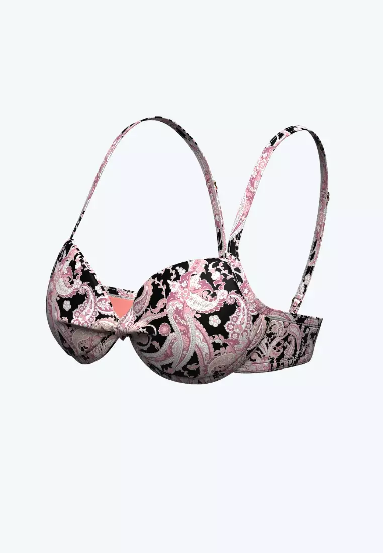 Grounded Culture Black Moulded Knot Front Underwire Bikini Top