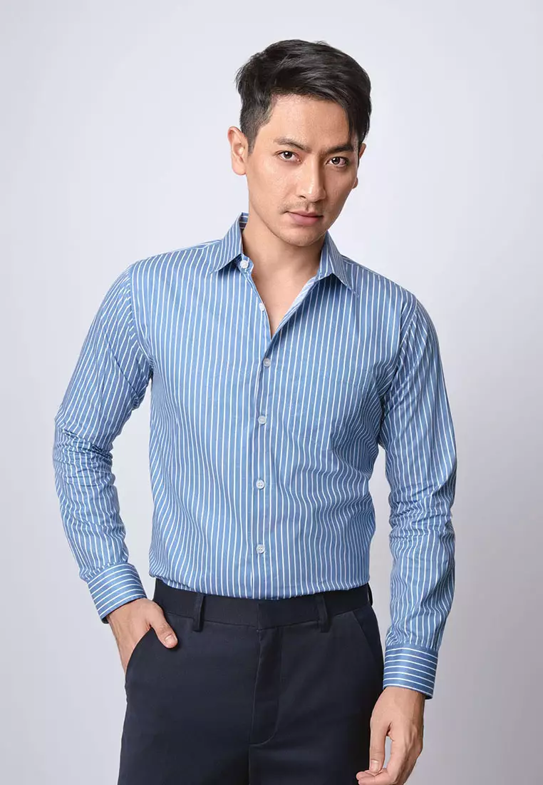 Hugo Stripe Shirt Blue Sky LS