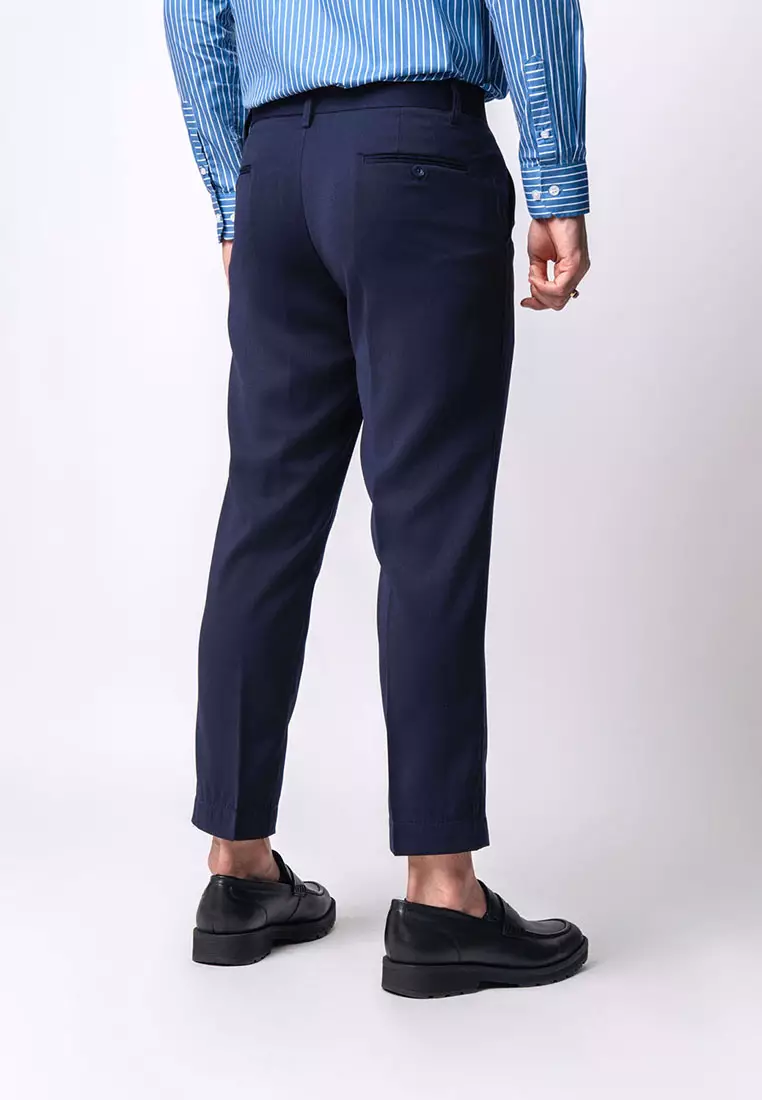 Formal Ankle Pants Straight Fit Navy