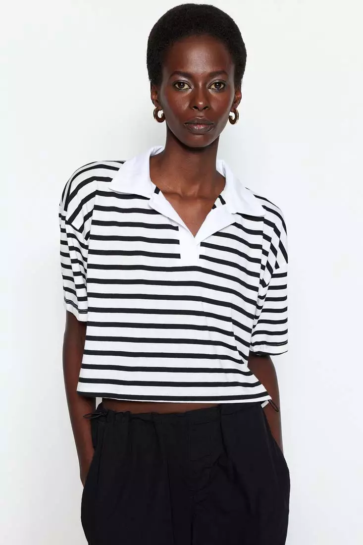 Stripe Boxy Polo Shirt