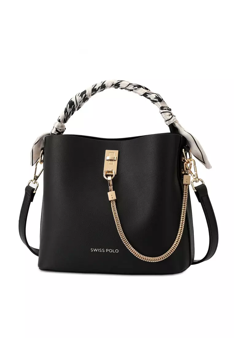 Women's Chain Top Handle Bag / Sling Bag / Crossbody Bag / Shoulder Bag - Black