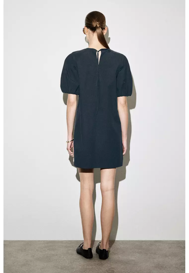 PUFF-SLEEVE COTTON MINI DRESS