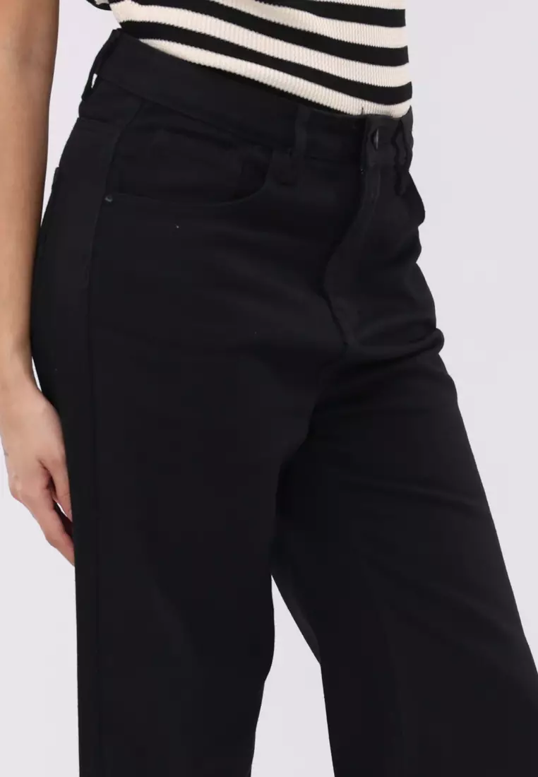 Black Denim Wide Leg Pants Ladies