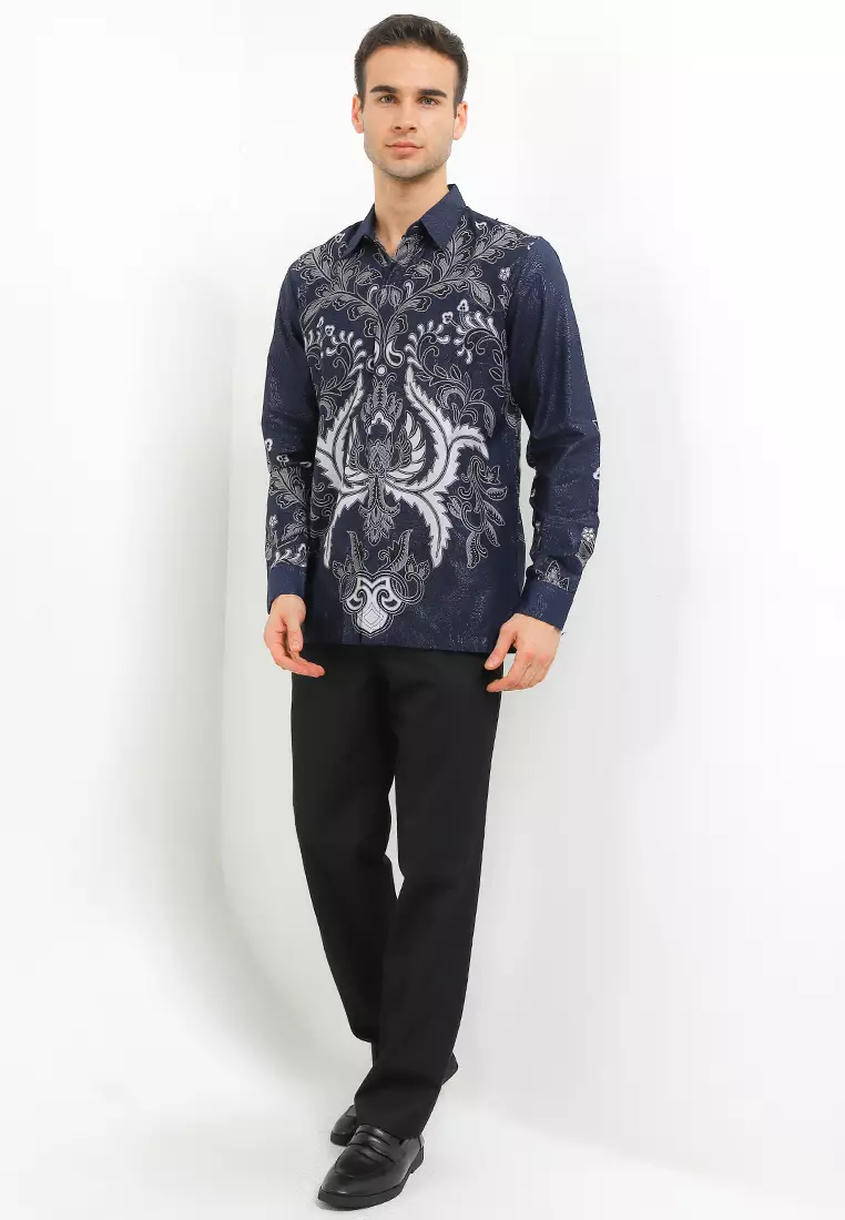 Kemeja Pria Lengan Panjang Reguler Fit Farezel New Katun Prada Navy