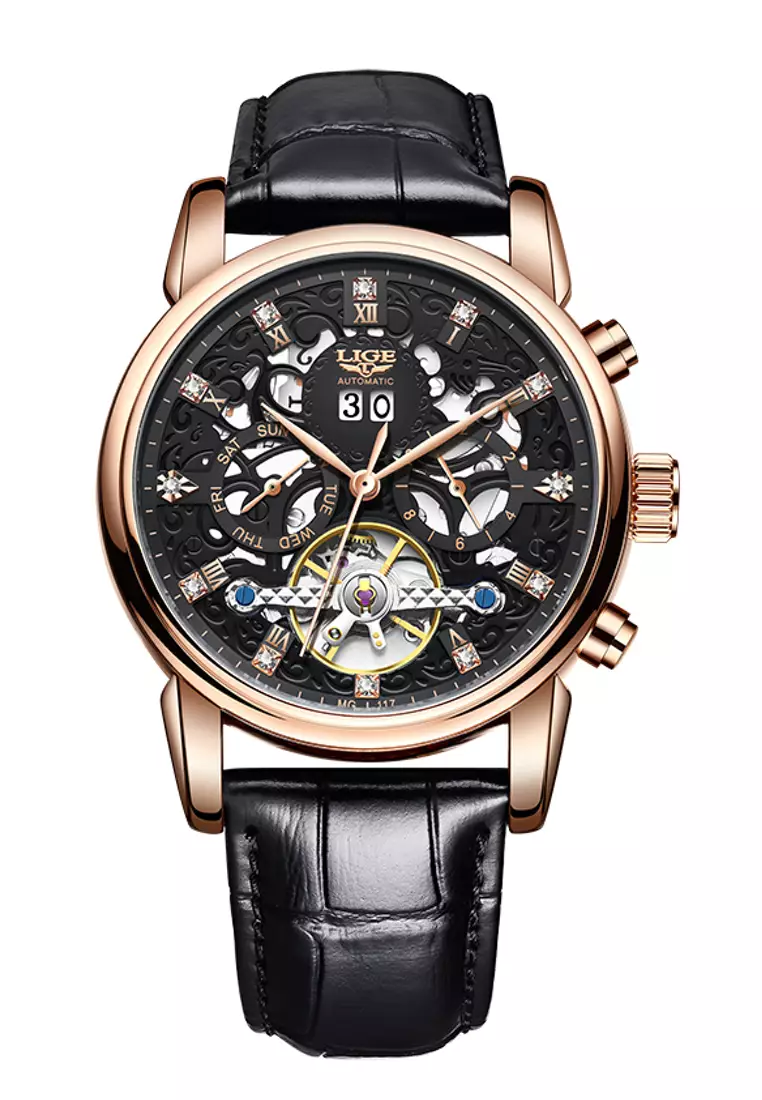 Buy LIGE LIGE Unisex AUTOMATIC IP Rose Gold Color Stainless Steel