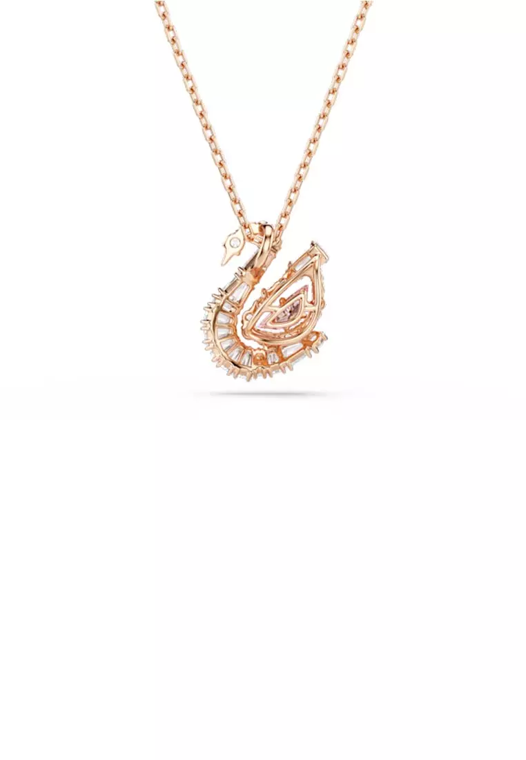 Swan Pendant, Mixed Cuts, Swan, Pink